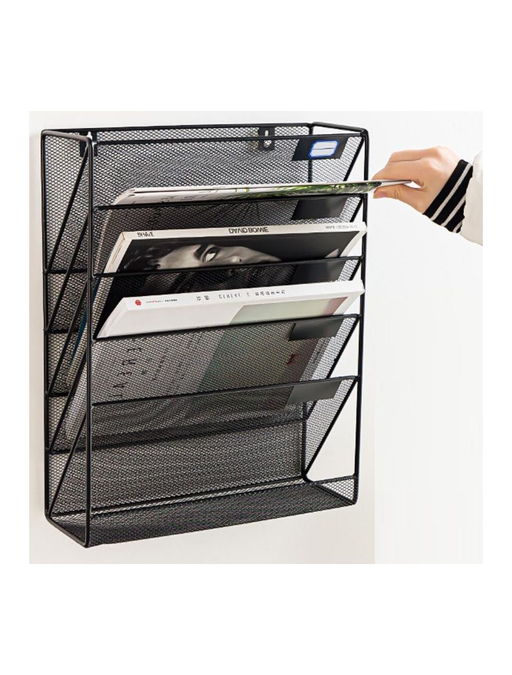 Black wall mounted magazine rack best sale