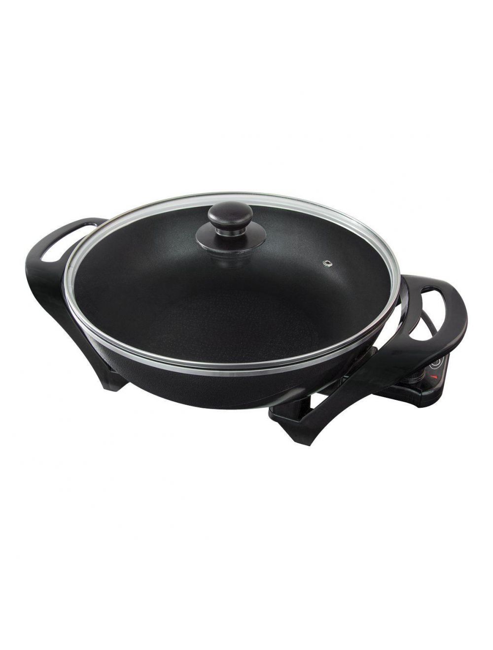 Unibos 1500w Electric Non-Stick Wok with Lid Fast Heating Temperature Control Black 