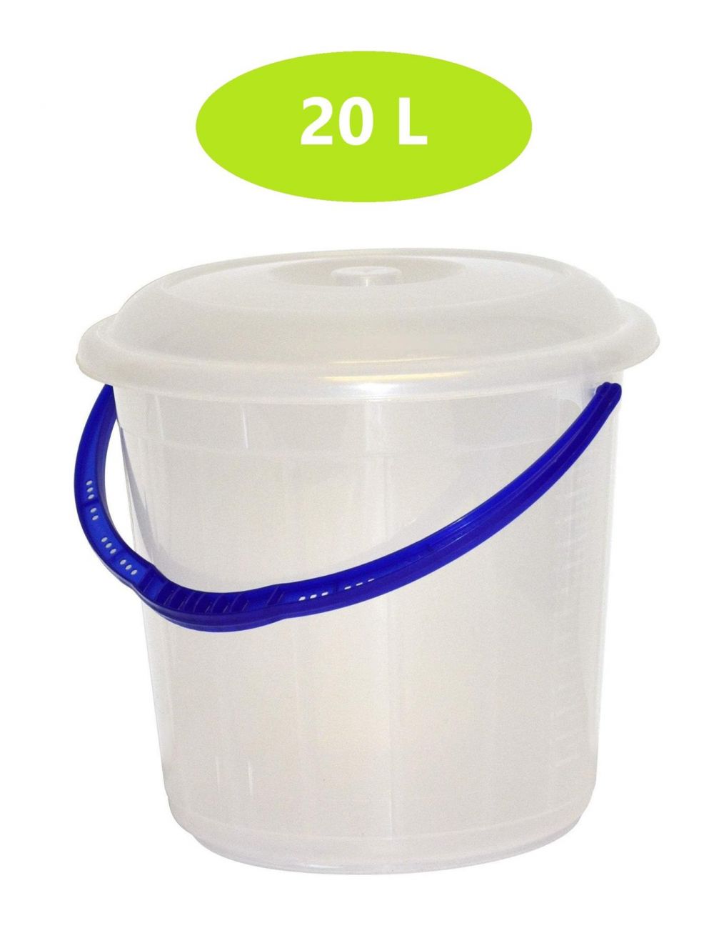 20 Litres Clear Large Plastic Bucket with Lid Handle Storage Bucket Bin