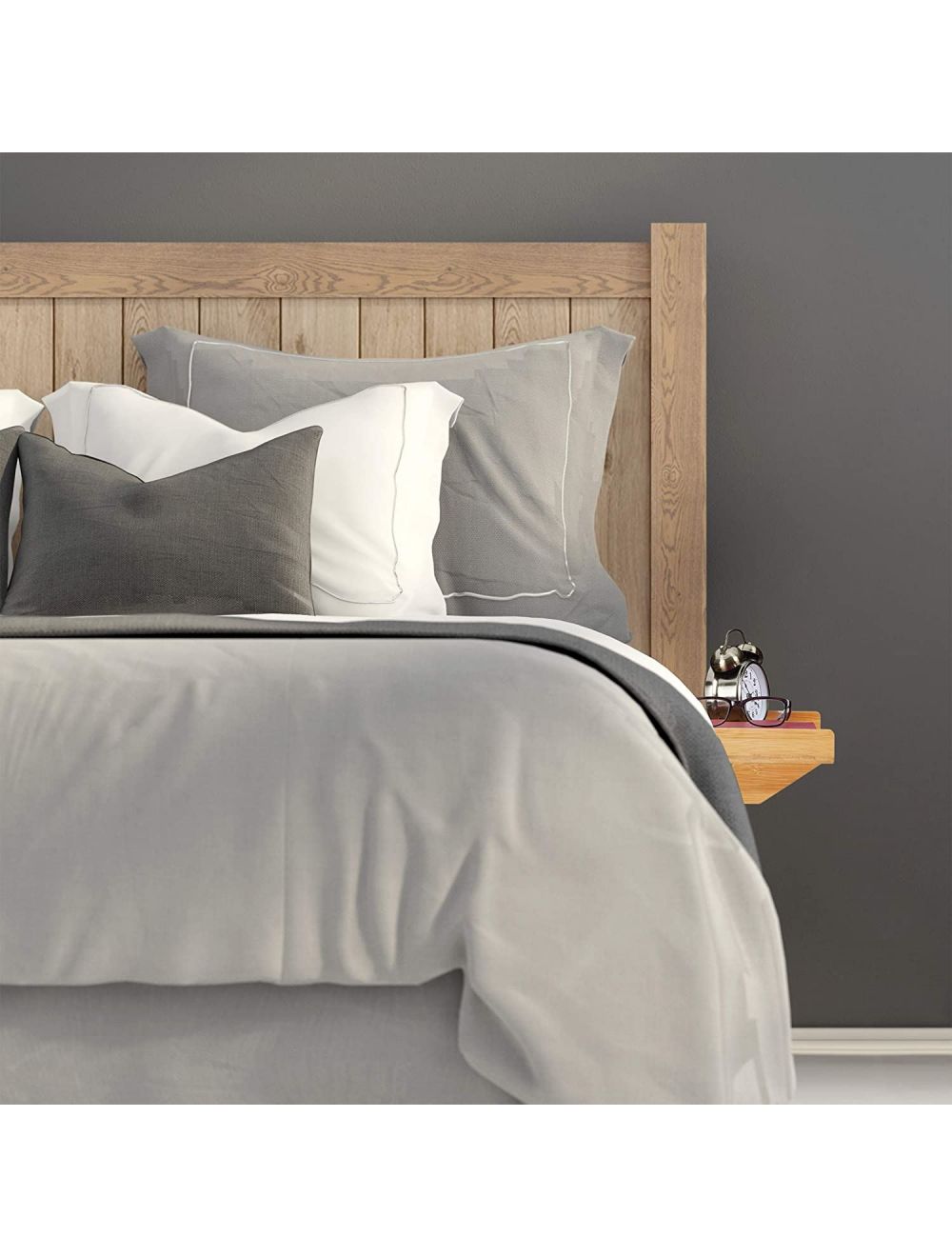 BEEBO BEABO Bamboo Bedside Table - Clip On Bed Shelf For Small Spaces