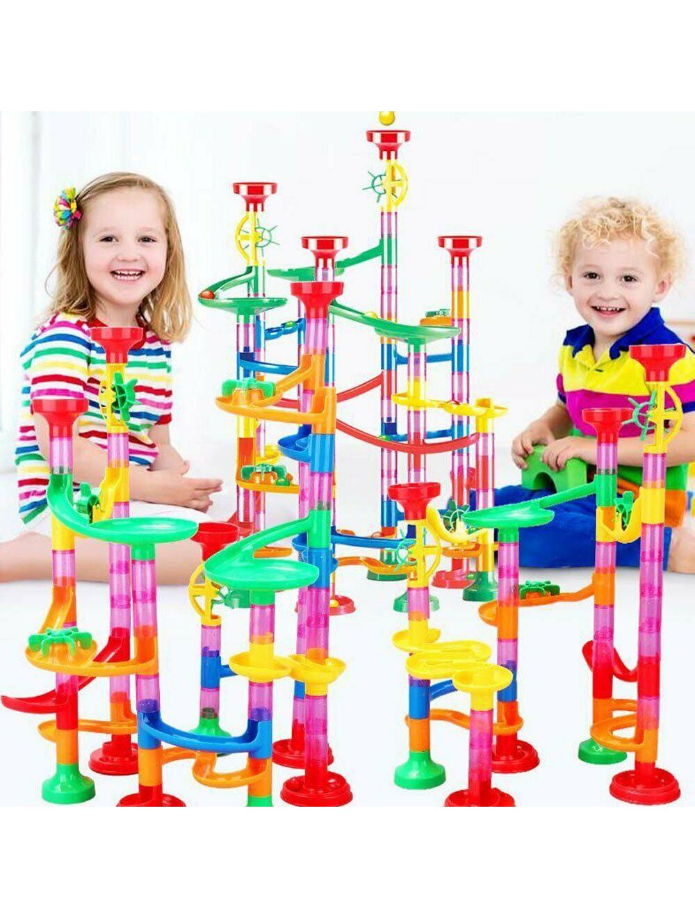 219 PCS Kid’s Marble Run Race Toy Construction Building Block Game Track Gifts 
