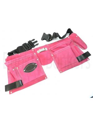 Pink Leather Tool Belt Builders Storage Pouch Tool Bag Holder 11 Pockets Loops