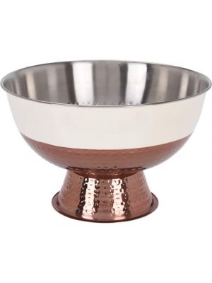 Large Copper & Cream Steel Deep Punch Bowl Champagne Bucket Wine Cooler