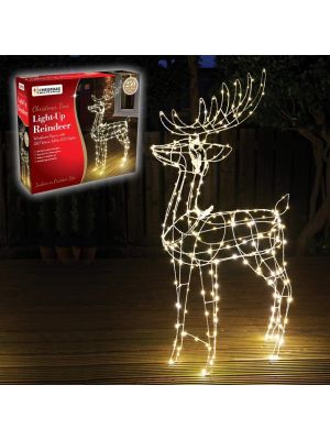 The Christmas Workshop 70409-Light Up Reindeer Decoration-115cm Tall Wireframe Figure with 250 Warm LED's, White