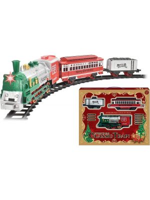 Christmas Classic Toy Train Set With Lights and Sounds Tree Decorations