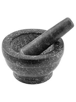 Natural Grey Granite Mortar & Pestle Spice Herb Crusher Grinder