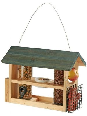 Wooden Bird Feeding Station Hanging Multi Garden Bird Feeder Buffet