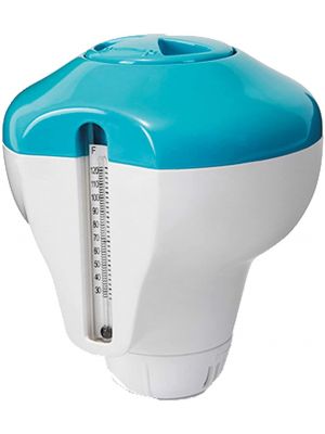 Intex 29043 2 In 1 Floating Swimming Pool Chlorine Dispenser And Thermometer
