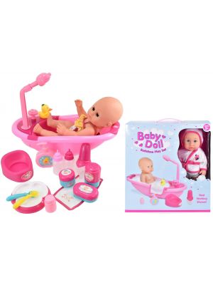 Bathtime Playset Baby Doll & Bath With Real Working Shower
