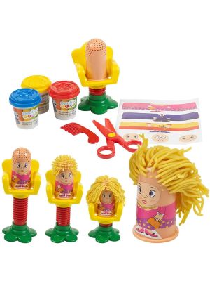 Children 14 Piece Hairdressing Art & Craft Play Dough Set with Modelling Shapes & Tubes (Age Group: 3+)