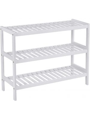 3 Tier Natural White Bamboo Shoe Rack Stand Holder Storage Shelf Unit Organiser