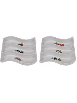 3 Compartment Snack Dish Porcelain Ceramic Serving Plate Mediterranean Design