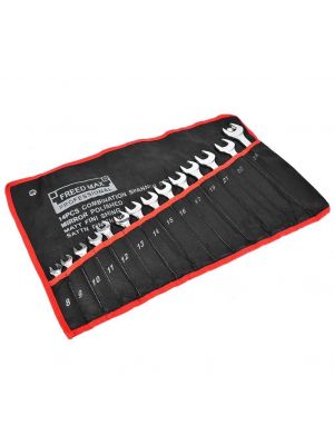 UNIBOS | 14PC Combi Spanner Set Metric, Heavy Storage Wallet, DIY Hand Tools, DIY Hand Tools Kit in Roll Bag, 8 - 24mm