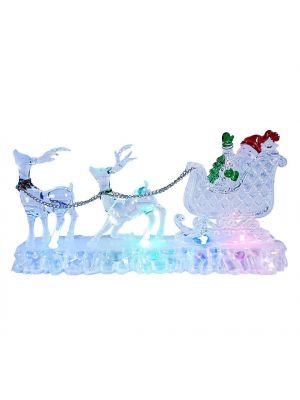 Indoor Colour Changing LED Reindeer And Sleigh Christmas Ornament Decoration New