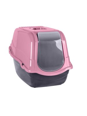 Large Pet Cat Toilet Litter Hooded Tray Box Loo Swing Door Portable Carry Handle Pink