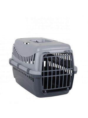 Pet Dog Cat Carrier Basket Cage Portable Travel Kennel Vet with Door Grey