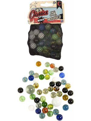 50 pack classic metallic marbles 16mm traditional toys game play party bags trade