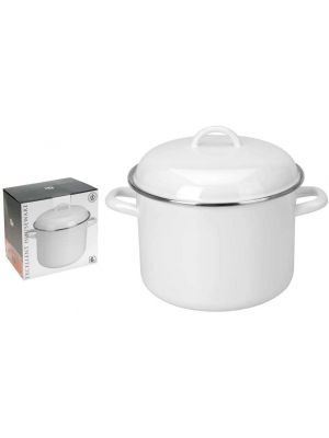6L Stainless Steel Enamel Coated White Soup Pan 24cm Cooking Pot