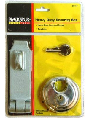 Heavy Duty Anti-Cut Security Set Hasp and Staple 70mm Disc Round Padlock 2 Keys