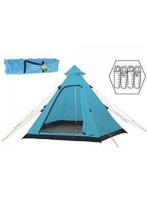 4 Person Camping Blue Tipi Tent Waterproof Shelter Outdoor Hiking Fishing