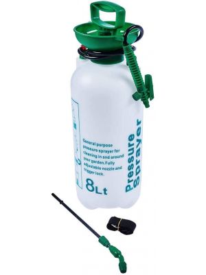 Pressure Sprayer Pump Action Garden Spray Wand Weed Killer White and Green 8L