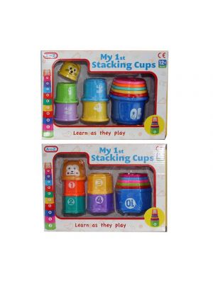 Toddler Educational Stacking Colourful Alphabet and Numbers Cups with Animals Head