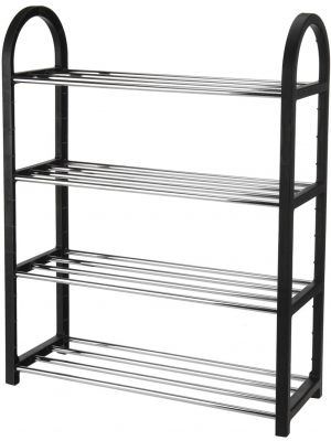 Heavy Duty 4 Tier Metal Shoe Storage Rack Organiser Holds Up To 12 Pairs