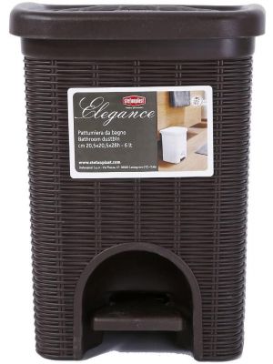 Stefanplast Elegance Bathroom Dustbin, Moka, 20.5 x 20.5 x 28 cm
