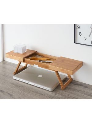 Bamboo Foldable Legs Storage Rack Organizer Office Desktop with Compartment
