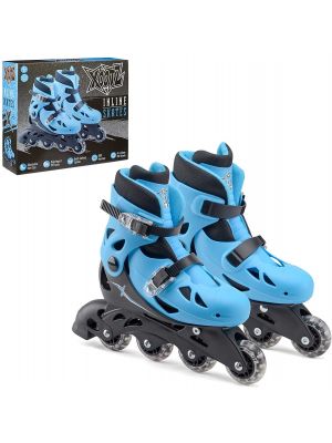 4 Wheel Adjustable Small Inline Roller Blade Skates for Boys Kids Blue/Black