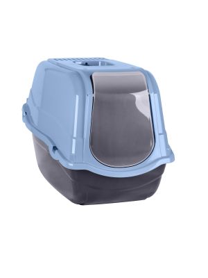 Large Pet Cat Toilet Litter Hooded Tray Box Loo Swing Door Portable Carry Handle Blue