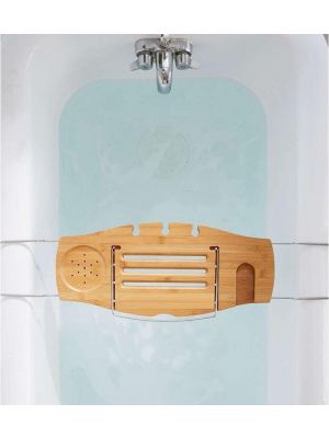 Bamboo extended bath tray 