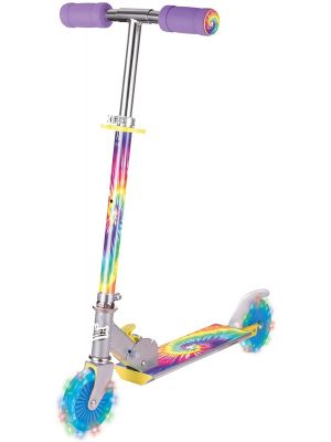 Kids 2 Wheeled Push Scooter with Light up Wheels and TIE DYE Design 