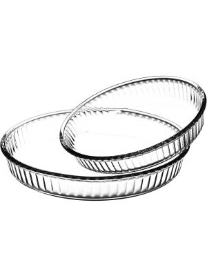 Set of 2 Oven Cooking Dishes Roasting Baking Glass Casserole Lasagne Dish Tray