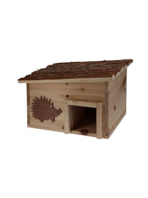 Wooden Hedgehog House Rainproof Tree Bark Roof Hibernation Nesting Box