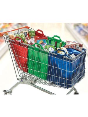 Clip-to Trolley Shopping Supermarket Bags Freezer Cool Wine Holders Reusable x3