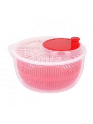 Red Salad Spinner Vegetable Leafy Veg Dryer Drainer Colander Plastic Bowl
