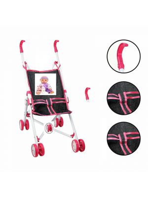 Baby Dolls Pink Buggy Stroller Jogger Dolls Pram Girls Toy