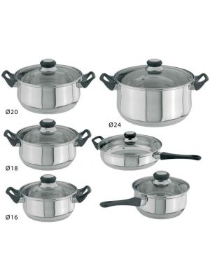 Stainless Steel Casserole Saucepan Stock Pot Set Kitchen Cookware 12pc