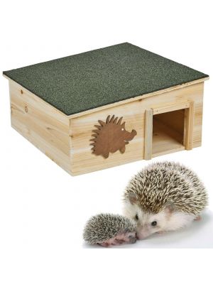Wooden Hedgehog House Detachable Rainproof Bitumen Roof Hibernation Nesting Box