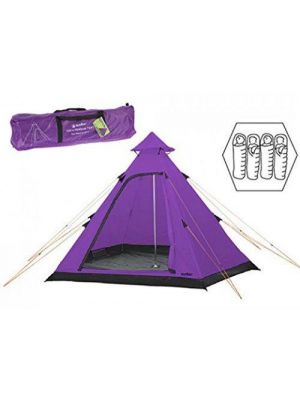 4 Person Camping Purple Tipi Tent Waterproof Shelter Outdoor Hiking Fishing