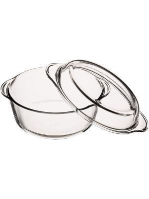 2 Litres Microwave Safe Casserole Round Glass Oven Dish Bakeware with Lid
