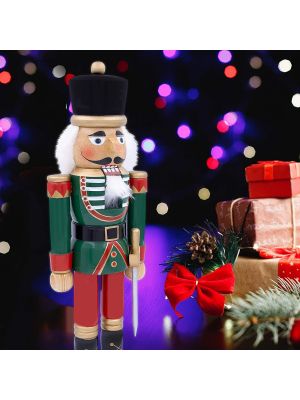 The Christmas Workshop 50cm Tall Wooden Soldier Nutcracker Stand Xmas Decoration