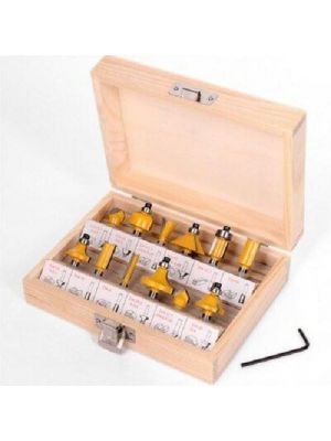 12 Pce Tungsten Carbide Tipped TCT Router Bits 1/4