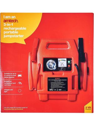 Amtech J0265 3-In-1 Rechargeable Portable Jumpstarter
