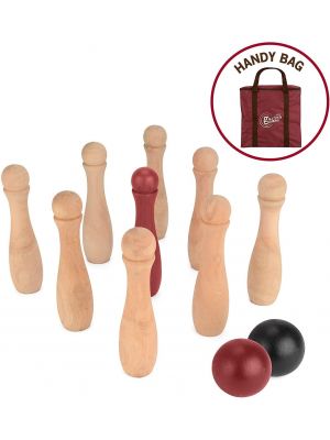 Outdoor Garden Summer BBQ Fun Games Kid's Wooden Skittles Bowling Set