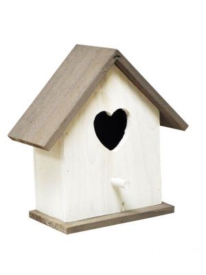 White Bird House wooden Hotel Home Nesting Box Garden Feeding Station Box