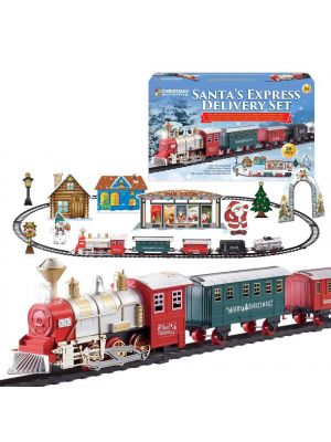 Santa's Express Delivery Train Set with Tree Sounds Lights 26 Pc