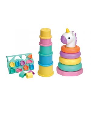 Kids Toddlers Unicorn Learning Gift Set Ring & Cups Stacker and Shape Sorter Toy