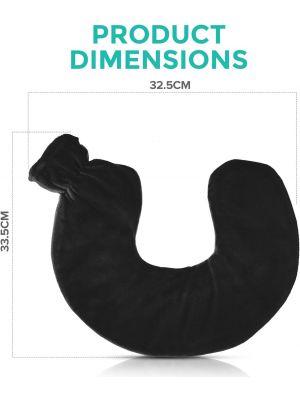 Neck and Shoulder Hot Water Bottle / Ease Pain, Soothe Headaches and Relax Muscles / Washable Soft Fleece Cover / Black